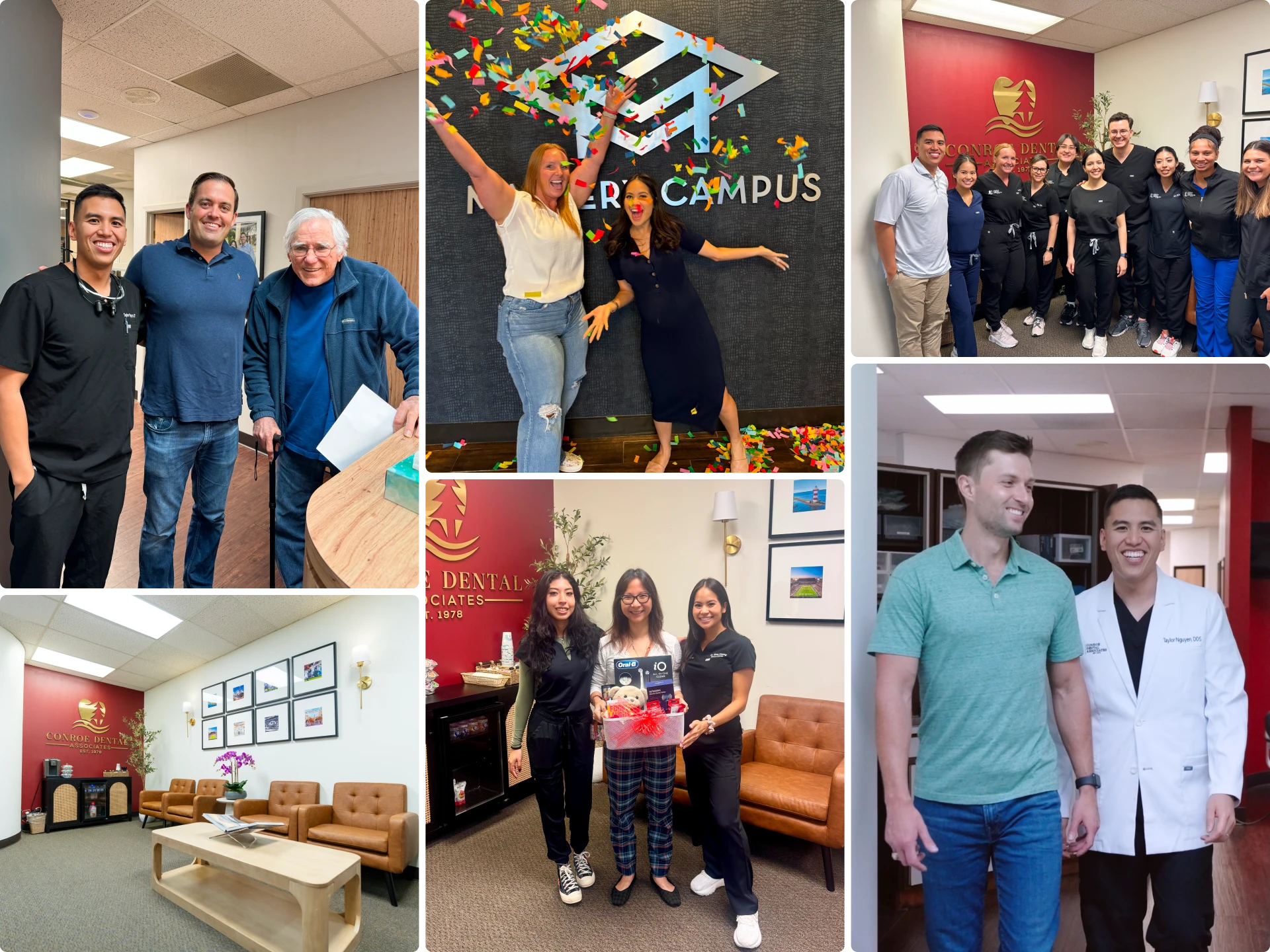 Photos of the team, office, and patients at Conroe Dental Associates | Privately-owned dentist in Conroe, TX